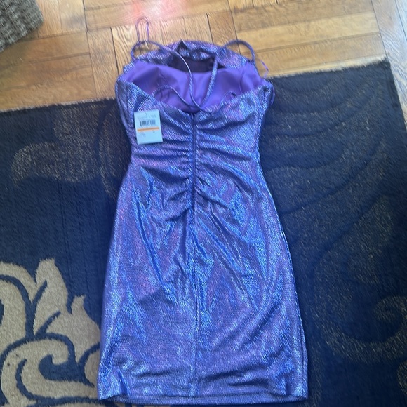 Metallic Purple Mini Dress - Picture 2 of 7